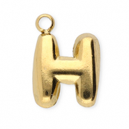 Roestvrij stalen (RVS) Stainless steel bedels letter H Gold