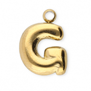 Roestvrij stalen (RVS) Stainless steel bedels letter G Gold