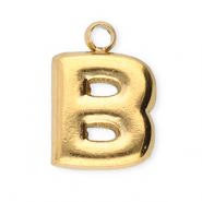 Roestvrij stalen (RVS) Stainless steel bedels letter B Gold