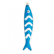Roestvrij stalen (RVS) Stainless steel bedels vis Gold-blue-white