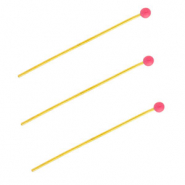 BY31® Roestvrij stalen (RVS) Stainless steel onderdelen nietstiften met bolletje 35mm Gold-magenta pink