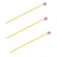 BY31® Roestvrij stalen (RVS) Stainless steel onderdelen nietstiften met bolletje 35mm Gold-lavender purple
