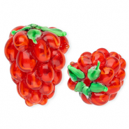 Handgemaakte glaskralen framboos Red-green