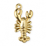 Roestvrij stalen (RVS) Stainless steel bedels kreeft Gold
