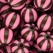 16 mm DQ&reg; acryl kralen met strepen Pink-golden brown
