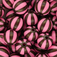 12 mm DQ&reg; acryl kralen met strepen Pink-golden brown