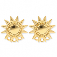 BY31® Roestvrij stalen (RVS) Stainless steel onderdelen oorbellen / oorstekers zon met 3 oogjes Gold