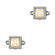 Roestvrij stalen (RVS) Stainless steel tussenstukken zirkonia vierkant Silver-light orange