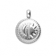 BY31® Roestvrij stalen (RVS) Stainless steel bedels rond met zon & maan Silver