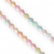 Top Facet kralen bicone 6mm Multicolour pastel-AB coating
