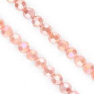 Top Facet kralen rond 6mm Salmon pink-AB coating