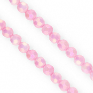 Top Facet kralen rond 6mm Peonia pink-AB coating