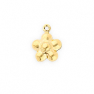 Roestvrij stalen (RVS) Stainless steel bedels bloem Gold