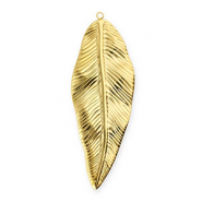 Roestvrij stalen (RVS) Stainless steel bedels blad Gold