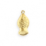 Roestvrij stalen (RVS) Stainless steel bedels vis Gold