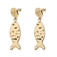 Trendy oorbellen / oorstekers spiraal & vis met RVS steker Gold
