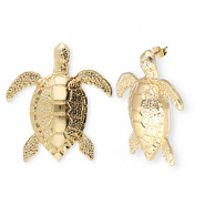 Trendy oorbellen / oorstekers schildpad met RVS steker Gold