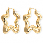 Statement oorbellen&nbsp;/&nbsp;creolen ster met RVS steker Gold