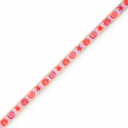 BY31® Lint met tekst zeeleven Light pink-powder blue-poppy red-gold
