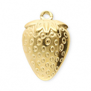 Roestvrij stalen (RVS) Stainless steel bedels aardbei Gold