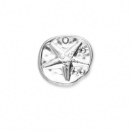 Roestvrij stalen (RVS) Stainless steel bedels rond met zeester Silver