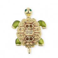 Broches schildpad met strass Gold-crystal-green