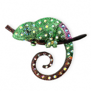 Broches kameleon met strass Gold-green-purple-brown