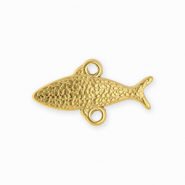 BY31&reg; Roestvrij stalen (RVS) Stainless steel onderdelen tussenstuk vis met 2 oogjes Gold