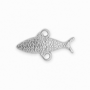 BY31&reg; Roestvrij stalen (RVS) Stainless steel onderdelen tussenstuk vis met 2 oogjes Silver