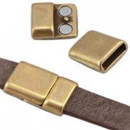 DQ metaal magneetslot (voor leer plat 10mm) Antiek brons (nikkelvrij)