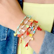 Inspiratiesets Kleurrijke zomer armbandjes en enkelbandjes maken met mini kwastjes