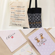 Inspiratiesets Katoenen tassen en sieraden kaartjes met exclusieve designs