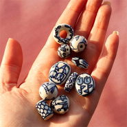 Nieuw Delftsblauwe keramiek kralen