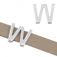 DQ metaal letter schuiver "W" Ø10.3x2.3mm Antiek zilver (nikkelvrij)