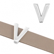DQ metaal letter schuiver "V" Ø10.3x2.3mm Antiek zilver (nikkelvrij)