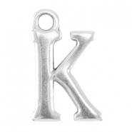 DQ metalen letter bedel K Antiek zilver (nikkelvrij)