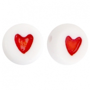 Letterkralen van acryl hartjes Rood-Wit