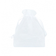 Sieraad zakje organza 9x12cm Wit