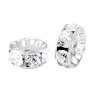 Strass kralen rondellen 6mm Silver-crystal