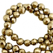 Hematite kralen rond 4mm facet geslepen Antique gold