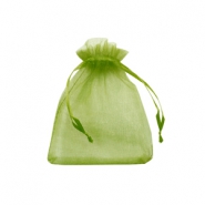 Sieraad zakje organza 7x9cm Olive green
