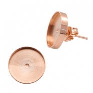 Polaris Steel (RVS) oorbellen met setting voor 7mm cabochon/Swarovski SS34 Ros&eacute; goud