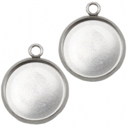 Roestvrij stalen (RVS) stainless steel bedels/setting voor 12mm cabochon Zilver