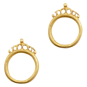 Bedels TQ metaal ring 18mm met kroon Goud (nikkelvrij)