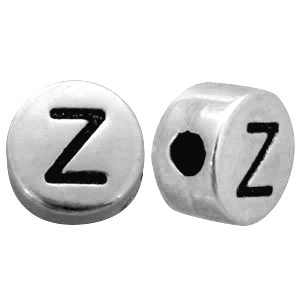Metallook letterkralen letter Z Antiek zilver