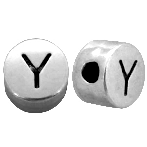 Metallook letterkralen letter Y Antiek zilver