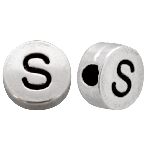 Metallook letterkralen letter S Antiek zilver