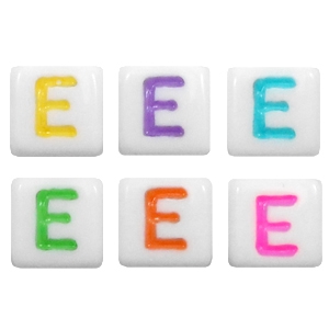 Letterkralen van acryl letter E Multicolour-wit