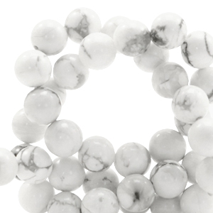 Natuursteen kralen magnesiet 6mm White-grey