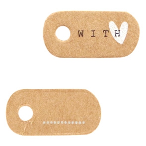 Sieraden kaartjes "With &hearts;" Brown